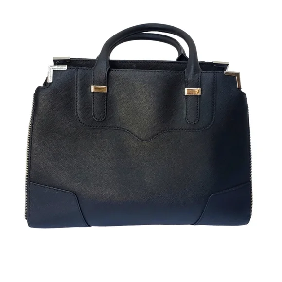 Rebecca Minkoff Leather Regan Bedford Black Gold Amorous Satchel Shoulder Bag - Picture 4 of 12